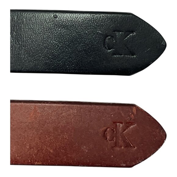 Calvin Klein Italian Saddle Leather Belts – Set of 2 (Black & Brown, Medium, 29” - Picture 4 of 9